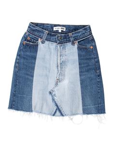 RE/DONE Patchwork Mini Skirt - Clothing - WREDN26626 | The RealReal Patchwork Mini Skirt, Skirt Trends, Skirt Length, Sustainable Fashion, Denim Skirt, Mini Skirt, Denim Shorts, Stitching, Mini Skirts