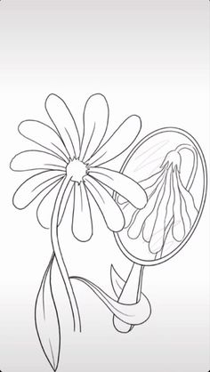 a drawing of a flower on a white background