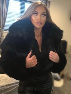 Warm fur coat will suit any outfit and make it even more beautiful and stylish Sleeve Style: Regular Clothing Length: Regular Sleeve Length(cm): Full Material: Faux Fur Faux Fur Jacket Outfit, Fur Jacket Outfit, Fur Design, Faux Fur Cropped Jacket, Long Faux Fur Coat, Fluffy Jacket, Oversized Collar, Lapel Jacket, Colour Chart