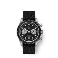 Tudor Black Bay Chrono Black Dial with Black Fabric Strap- 41mm Fabric Strap, Sophisticated Style, Watch Brands, Stainless Steel Case