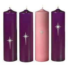 12H Star of Bethlehem Advent Candle Set Purple Pillar Candles, Advent Church Decorations, Third Sunday Of Advent, Advent Wreath Candles, Advent Wreaths, Liturgical Calendar, The Star Of Bethlehem, Advent Decorations, Christmas Advent Wreath