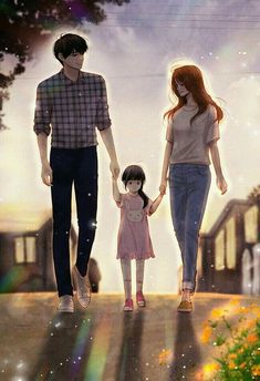 Parenting Illustration, Image Couple, Cover Wattpad, Romantic Anime Couples, Cute Couple Drawings, Anime Family, Love Illustration, Anime Dad