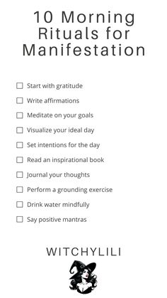 Daily Spiritual Routine, Morning Manifestation Journal, Pillow Method Manifestation, Manifestation Routine, Intentions For The Day, Grounding Exercises, Positive Mantras, Which Witch