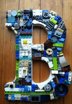 the letter b is made out of legos