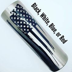 an american flag is on the back of a black and silver case with words underneath it