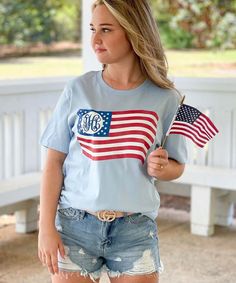 Get this Monogrammed Waving Flag Bella Canvas Tee and head out in style! Nothing beats the softness of Bella Canvas shirts! * 4.2 oz. 100% airlume combed and ringspun cotton* Side seams, retail fit * Shoulder to shoulder taping * Unisex sizing Soft-washed Cotton Top For 4th Of July, 4th Of July Soft-washed Cotton Top, Waving Flag, Fourth Of July Shirts, Bella Canvas Tees, In Style, American Flag, Bella Canvas, Cute Outfits