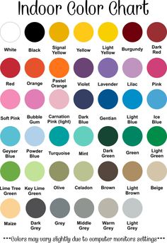 color chart with different shades and colors to choose from