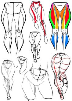 an image of different types of pants and leggings sketched on white paper