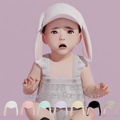 an animated baby with many different hair colors and ears on it's head, sitting in front of several pairs of shoes