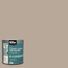 the behr paint is shown in an open, dark brown color with white trim