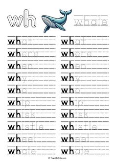 the letter w is for whale worksheet with an image of a whale on it