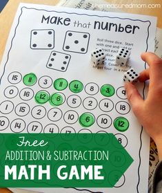 the addition and subtraction math game for kids to practice numbers with dices