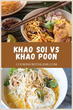 Calling all foodies! üçú Have you ever heard of Khao Poon and Khao Soi? These two mouth-watering coconut curry soups from Thailand are a must-try for anyone who loves Southeast Asian cuisine. After reading this blog post, I was blown away by the delicious differences between the two dishes. ü§© From the creamy coconut broth to the perfect blend of spices, you won't want to miss out on this culinary experience. Trust me, you'll be craving these dishes for days after reading this post. Asian Egg Noodle Recipes, Asian Noodle Salad Recipe, Asian Potluck, Spicy Asian Noodles, Thai Coconut Curry Soup, Asian Salad Recipe, Thai Coconut Curry