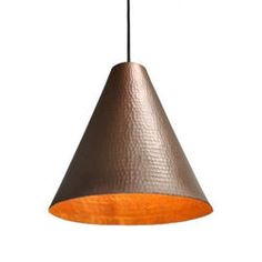 a brown and orange light hanging from a ceiling