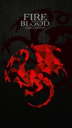 a red and black poster with a dragon on it