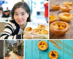 the collage shows different types of pastries, including oranges and other food