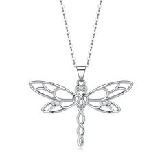 PRICES MAY VARY. ❤ELABORATE DESIGN❤ – The design inspired by the natural world, they symbolize persistence, success and new life. This property makes dragonfly pendant necklace a truly unique piece of fine jewelry. ❤DIMENSION❤ – The dragonfly jewelry gifts for women made of 925 sterling silver. It does not contain any allergic material. The size of pendant is 1.49 inch x 0.94 inch. Adjustable Chain Length: 16.7"+2". It can be adjusted to fit every customer. ❤PERFECT GIFT❤ – The celtic dragonfly Sterling Silver Butterfly Necklace, White Dragonfly Jewelry Gift, Celtic Dragonfly, Sterling Silver Dragonfly Necklace, Silver Dragonfly Necklace, Celtic Knot Necklace, Dragonfly Jewelry, Compass Necklace, Dragonfly Necklace