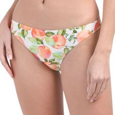 Nwt. Peach Print, Ruched Back. Smoke-Free Home, No Modeling. High Waisted Bathing Suits, Reversible Bikinis, Swim Suit Bottoms