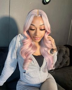 Layered Haircuts Bob, Lace Wigs Styles, Full Lace Frontal, Light Purple Color, Braided Ponytail Hairstyles, Pretty Hair Color, Hair Color Pink