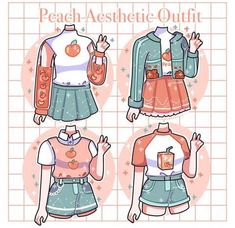 the paper doll has four different outfits on it