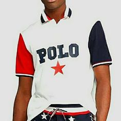 An American Style Standard Since 1972, The Polo Shirt Has Been Imitated But Never Matched. Over The Decades, Ralph Lauren Has Reimagined His Signature Style In A Wide Array Of Colors And Fits, Yet All Retain The Quality And Attention To Detail Of The Iconic Original. This Relaxed Version Combines A Red, White And Blue Palette, Stripes And A Star Alongside Polo Ralph Lauren's Logo. Classic Fit; Polo Ralph Lauren's Roomiest Silhouette; Cut For A Lower Armhole And A Fuller Sleeve That Falls Closer White Casual Shirt With Star Print, Casual White Shirt With Star Print, Business Casual Polo, Mens Red Shorts, Ralph Lauren Rugby Shirt, Blue Palette, Polo Sport Ralph Lauren, Polo Ralph Lauren Shorts, Mens Stripes