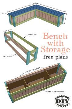 the plans for a bench with storage and free plans to build it from scratchs