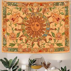 PRICES MAY VARY. 【Fun design】The orange burning sun floral tapestry adopts a unique design, whether the wall tapestry is used as a bedroom tapestry or a living room tapestry. 【High quality】100%Polyester, skin-friendly,light weight. 【Gift】A wonderful gift choice.35''high × 47''wide, 50''high × 60''wide, 60''high × 80''wide, 【Easy to use】Hang this art tapestry with decorative tacks or push pins easily. Or can be used as tablecloths, wall hanging, dormitory decorations, picnic sheets, beach shawls, Constellation Aesthetic, Constellation Tapestry, Living Room Tapestry, Sun And Moon Tapestry, Small Tapestry, Tapestry Vintage, Moon Tapestry, Room Tapestry, Tapestry Bedroom