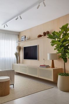 the living room is clean and ready to be used as a home theater or entertainment center