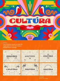 an image of a colorful poster with the words culture on it's front and back