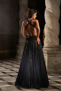 This navy features bold sequin embroidery and a criss cross back.From Seema Gujral's Inara collection. DELIVERY TIMEPlease allow 8-12 weeks for your outfit to arrive. FABRIC DETAILSNet Professional cleaning only. Gala Evening Gown With Corset Back, Glamorous Ball Gown With Corset Back, Evening Gala Gown With Corset Back, Evening Gown With Corset Back For Gala, Glamorous Gown With Corset Back For Night Out, Sleeveless Sequin Dress With Corset Back For Gala, Floor-length Evening Dress With Back Opening For Prom, Sleeveless Gown With Contrast Sequins For Prom, Floor-length Gown With Corset Back For Night Out