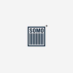 the word somo is written in black on a white background with an image of a bar