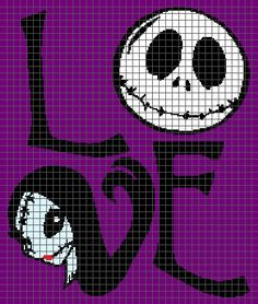 a cross stitch pattern with the words i love you in black and white on a purple background