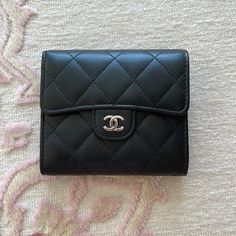 Chanel Wallet. Black. Lamb Skin. Silver Hardware. Authenticity Card Included Chanel Wallet, Silver Hardware, Limited Time, Chanel, Wallet, Skin, Silver, Color, Black