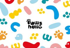 the paws music logo is surrounded by colorful paw prints