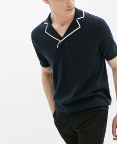 ZARA - POLO SHIRT WITH TUXEDO COLLAR Tuxedo Collar, Mens Polo T Shirts, Men Shirt Style, Men's Fashion, Shirt Style