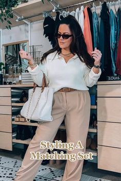 taryntruly's Workwear Collection on LTK Mid Size Fashion, Matching Sets Outfit, Professional Outfits Women, Wide Leg Dress Pants, Fashion Business Casual, Womens Business Casual, Casual Stylish, Curvy Girl Fashion, Curvy Outfits