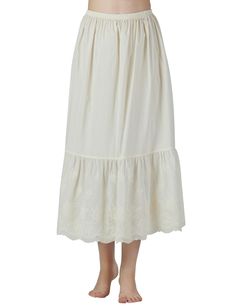 PRICES MAY VARY. ★ 100% ORGANIC COTTON - SOFT & ANTI STATIC & BREATHABLE & COOL FEELING. ★ COMFORTABLE ELASTIC WAIST BAND – 5 types of waist size cover US (4-20W), It’ll not tighten your waist. Length is 33”. Almost fit for all people. ★ SKIRT EXTENDER Edged with Delicate Anglaise Eyelet Lace Trim- It’s the best way to add a extra length to your skirt/dress with a elegant overlook. ★ WEAR IT AS PETTICOAT – It works perfectly with both vintage 1850's pioneer dress and to lengthen you Edwardian lawn dress, wear under see through unlined dresses that gave it a little extra fullness. Or wear it as costume or role play. ★ EASY CARE - Hand wash, cold (30°C or below) water, gentle stretch and air dry is the best way for long using life. It’s normal condition that there’s 1-2cm shrink for cotton f Pioneer Dress, Pear Shaped Women, Skirt Extender, Lawn Dress, Half Slip, Slip Skirt, Lace Hem, Lace Embroidery, Eyelet Lace