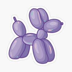 a purple balloon dog sticker sitting on top of a white surface with no background