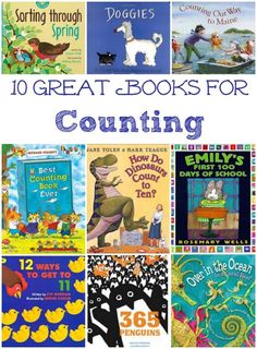 the top ten great books for counting with pictures of children's books on them