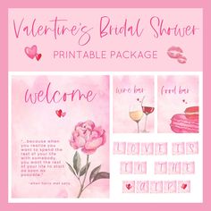 Hosting a Valentine's Day bridal shower? This Valentine's Day themed bridal shower printable party package has everything you need to host the best love themed shower! Simply download and print from home or your local print shop! This listing is for digital products ONLY - NO physical items will be shipped. These files are NOT editable by the buyer/are NOT editable templates. To have items customized, please read full description below. YOU WILL RECEIVE THE FOLLOWING FILES: * drinks bar sign (5x Wedding Game, Valentinstag Party, Drinks Bar, Food Bar, Bridal Shower Decor, Valentine's Day Party, Coffee Bar Signs