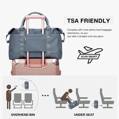 an image of a bag sitting on top of a chair with the words tsa friendly