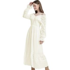 Elevate your fall wardrobe with our Women's Lace Long Sleeve V Neck Maxi Dress. Perfect for casual boho vibes or as a charming wedding guest outfit, this dress features delicate lace detailing and a flattering smocked waist. Fall Maxi, Charming Wedding, V Neck Maxi Dress, Maxi Bodycon Dress, Maxi Dresses Fall, Midi Shift Dress, Ballet Dress, Lace Long Sleeve, Mini Skater Dress