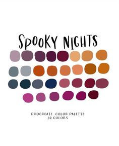 spooky nights - procreate color palette 30 colors