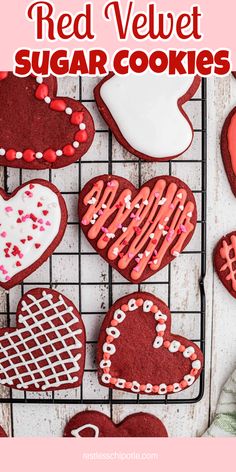 These red velvet sugar cookies are perfect for Valentine’s Day! A cut-out recipe that’s easy to make and fun to decorate. Sweet, soft, and so festive! Follow for more holiday baking ideas!