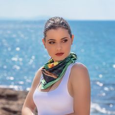 A handmade silk scarf in green and bright colors, that is made from 100% pure silk in the village of silk in Europe, that is named Soufli. DIMENSIONS SIZE 50 centimetres by 50 centimetres WEIGHT 18gr FABRIC Each scarf is made with pure silk crepe satin, with 16 mm thickness COLOR Colours may appear different in the photo because of camera angles or shadows. Primary colour: Green Secondary colour: Brown HOW TO CARE FOR YOUR SCARF Submerge in lukewarm water with liquid soap Leave to dry in shadowy Green Silk Scarves For Summer, Green Summer Beach Scarves, Bandana Neck Scarf, Handpainted Silk Scarves, Green Silk Scarf, Neck Scarf Tying, Silk Scarf Style, Large Silk Scarf, Silk Neck Scarf