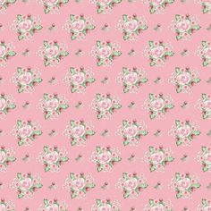 a pink wallpaper with white flowers and green leaves on the bottom half of it