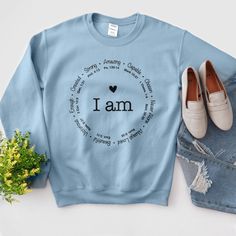 Look great and feel comfortable with this simple and beautifully designed sweatshirt. Inspiration Sweatshirt, Sweatshirt Design Ideas, Mark Strong, Sweatshirt Aesthetic, Pink Sports, Cute Sweatshirts, Jesus Shirts, Light Blue Color, Sweatshirt Designs