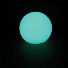 a glowing blue ball in the dark with no light on it's side and black background