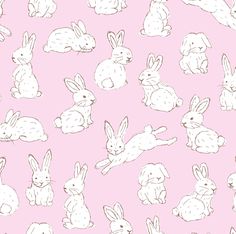 a pink background with white rabbits on it