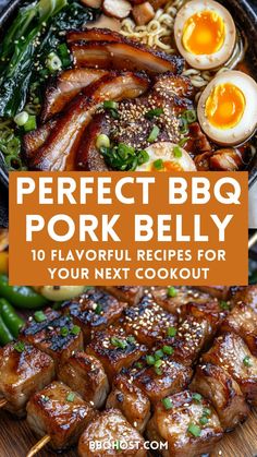 the perfect bbq pork belly recipe for your next cookout with text overlay